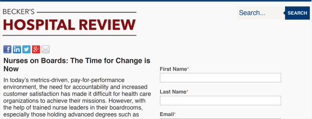 Nurses on Boards landing page