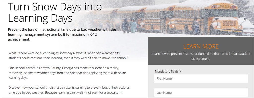 education landing page